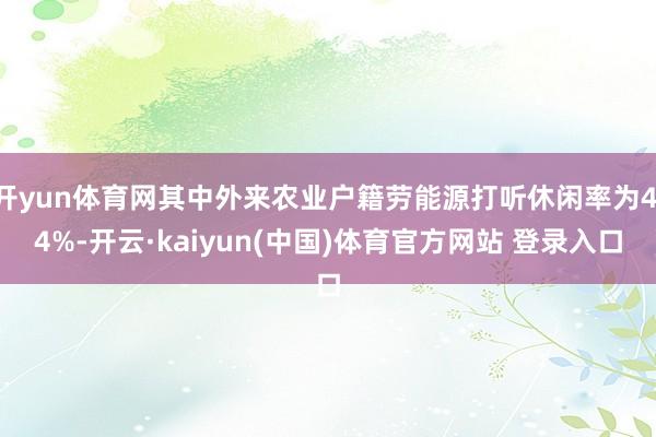 开yun体育网其中外来农业户籍劳能源打听休闲率为4.4%-开云·kaiyun(中国)体育官方网站 登录入口