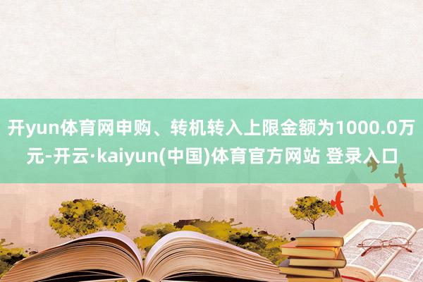 开yun体育网申购、转机转入上限金额为1000.0万元-开云·kaiyun(中国)体育官方网站 登录入口