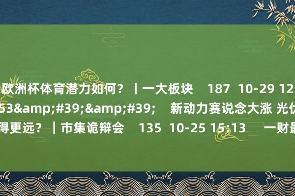欧洲杯体育潜力如何?丨一大板块 187 10-29 12:27 18'53'' 新动力赛说念大涨 光伏和锂电谁能走得更远?|市集诡辩会 135 10-25 15:13 一财最热 点击关闭-开云·kaiyun(中国)体育官方网站 登录入口