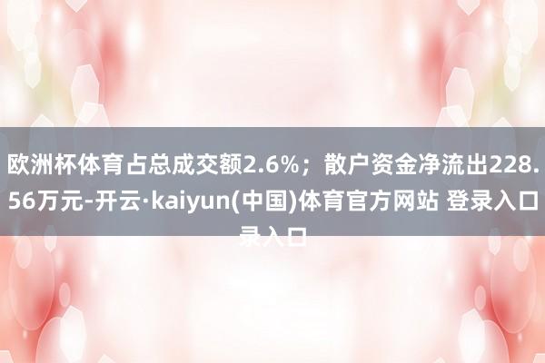 欧洲杯体育占总成交额2.6%；散户资金净流出228.56万元-开云·kaiyun(中国)体育官方网站 登录入口